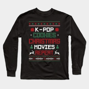 k-pop Cookies Christmas movies repeat Long Sleeve T-Shirt